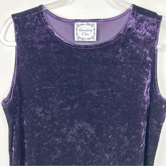 Vintage Dressing Clio Witchy Gothic deep purple tank purple velvet maxi dress M - Picture 3 of 10